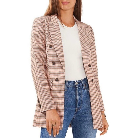 1. State Women’s Plaid Double Breasted Blazer Jacket 10 Career Office Fall Coat - Picture 1 of 13